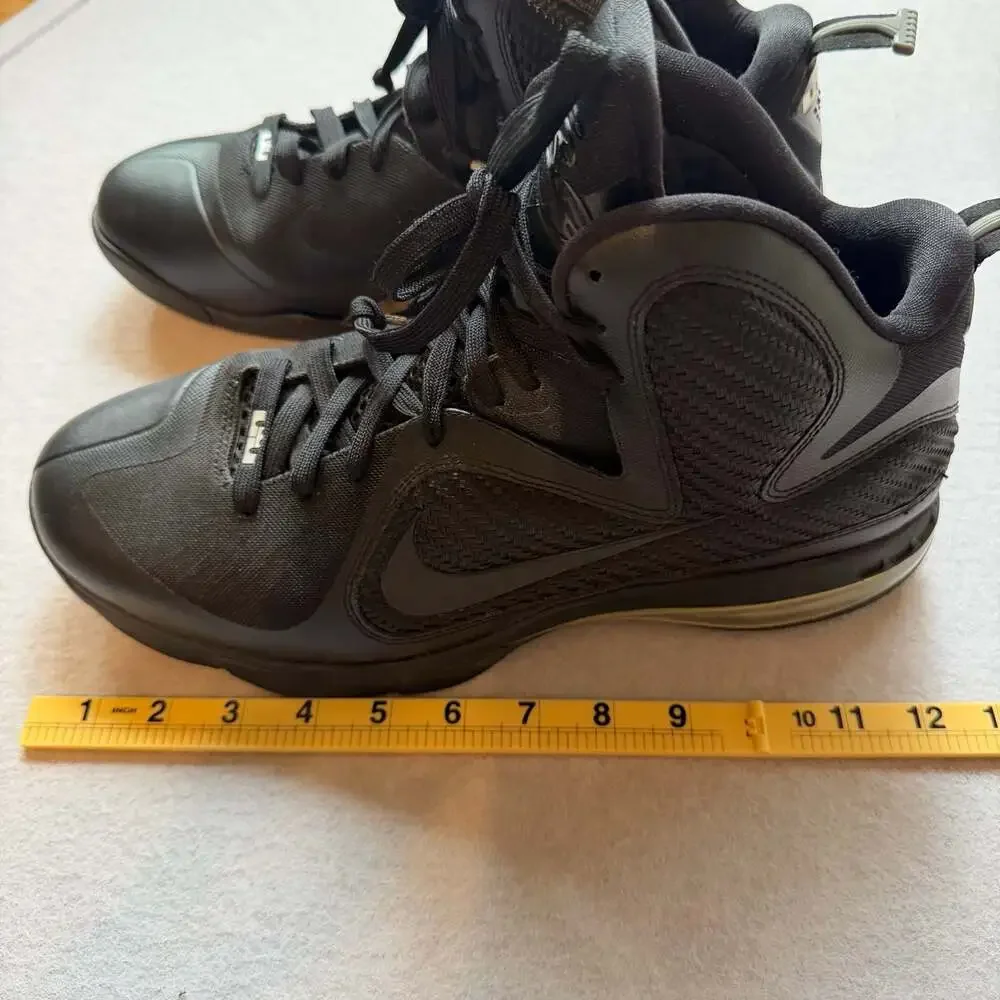 Nike LeBron 9 iD Men’s Size 13 Triple Black Basketball Shoes 512132-991 Rare